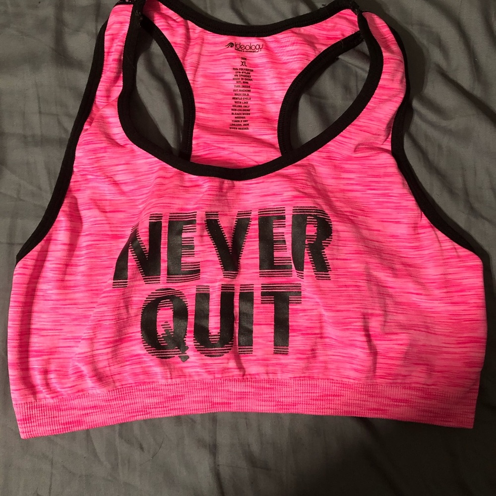 Ideology Pink Sports Bra with Black Trim